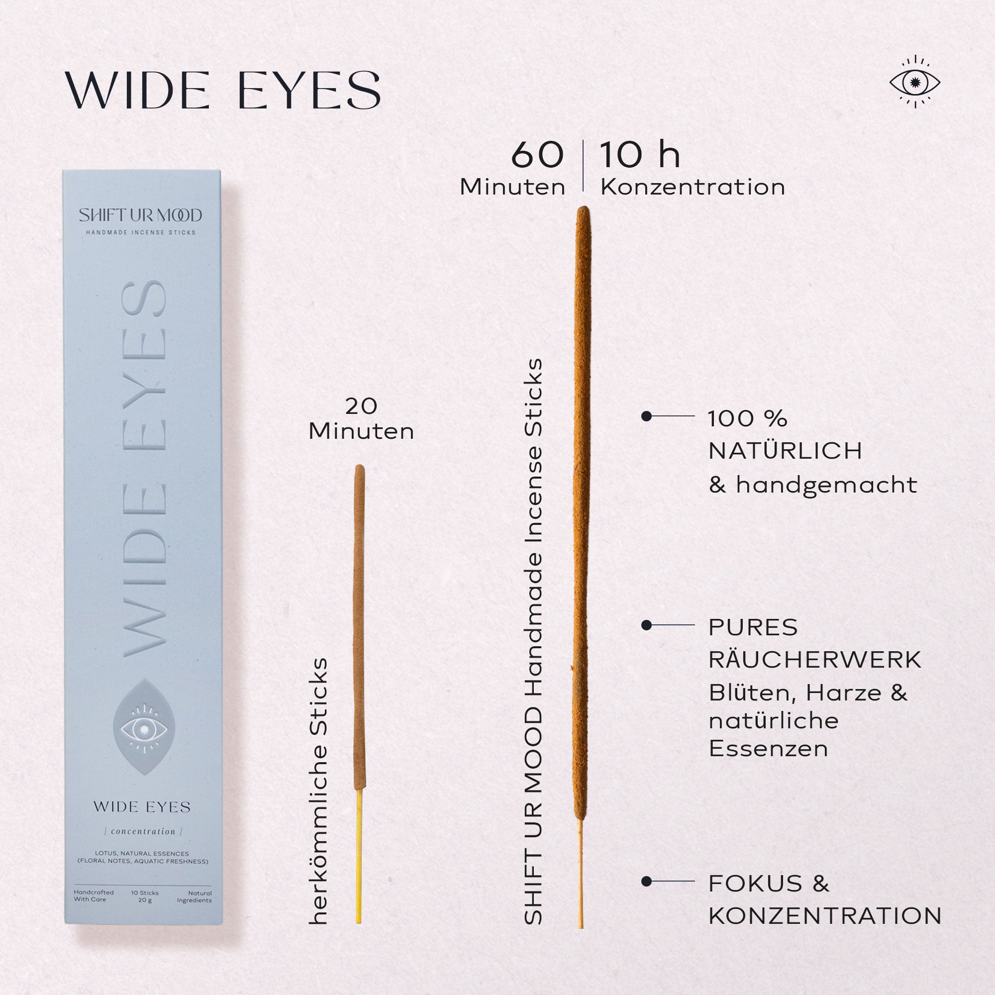 Wide Eyes Räucherstäbchen für Fokus und Konzentration