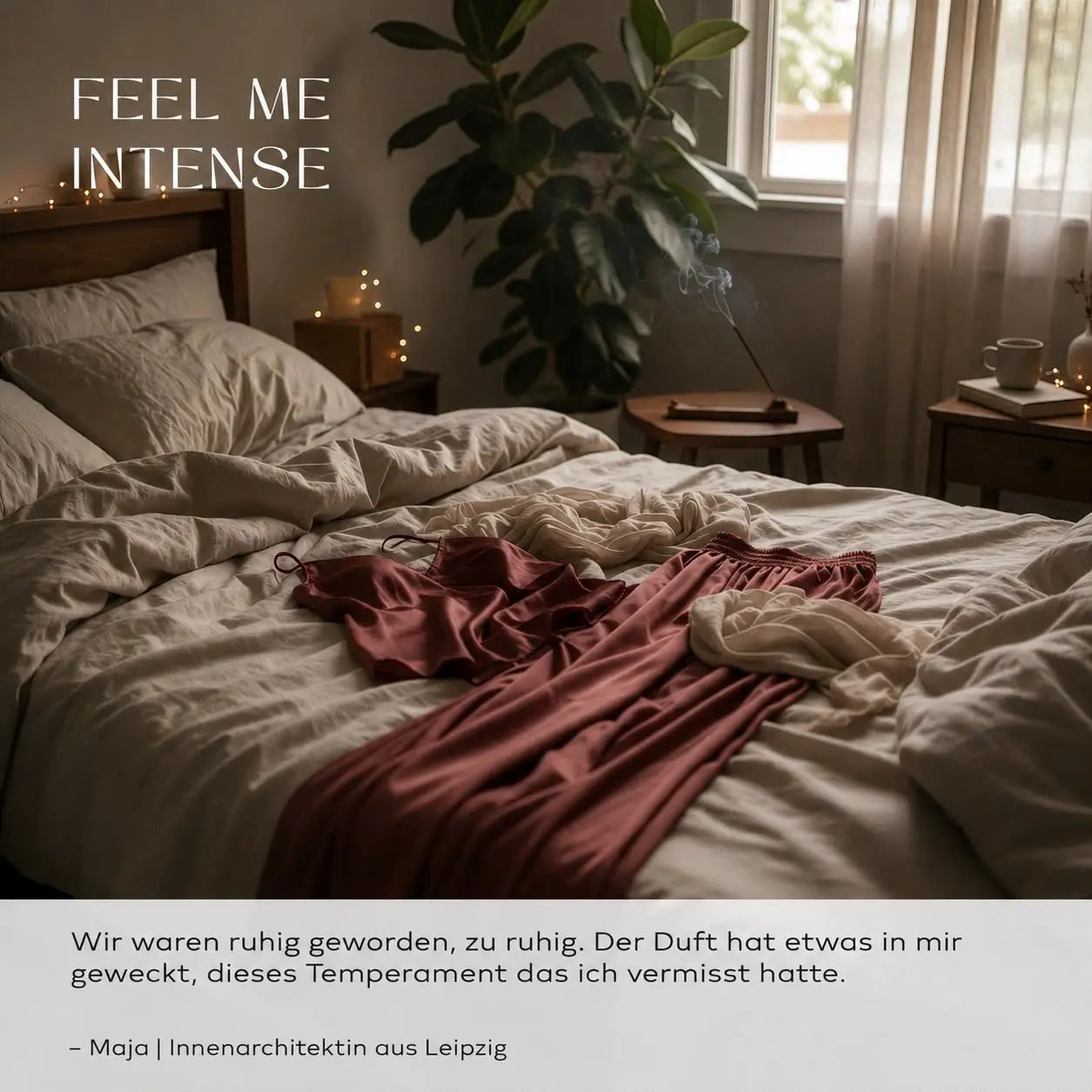 Feel Me Intense Moodbild mit Person und leidenschaftlicher Duftstimmung