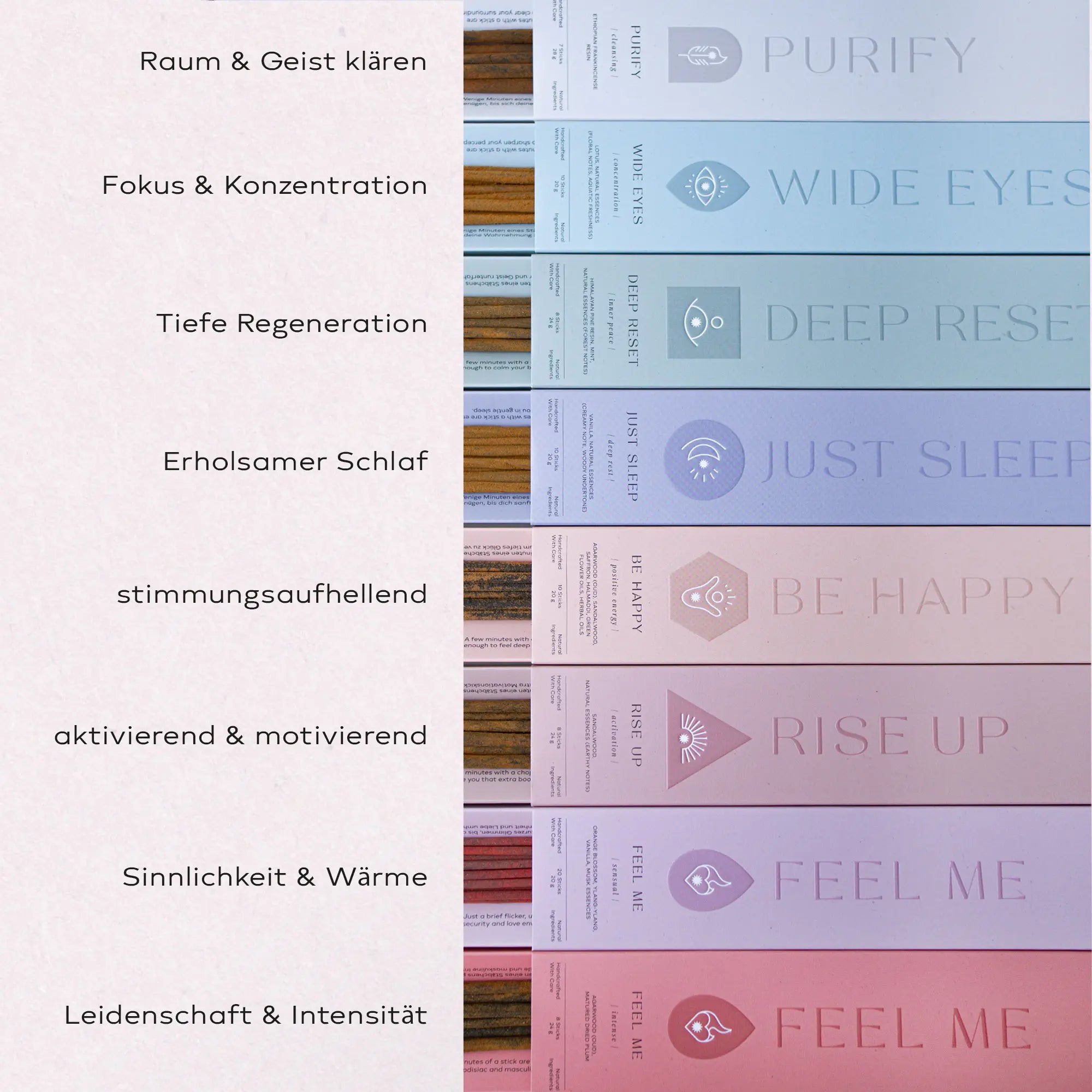 Mood Compass Räucherstäbchen-Set mit 8 Düften, 8 E-Books, Tracking Tool und Halter