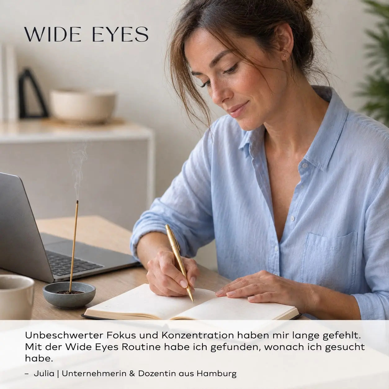 Wide Eyes Moodbild mit Person und Fokus-Duftstimmung
