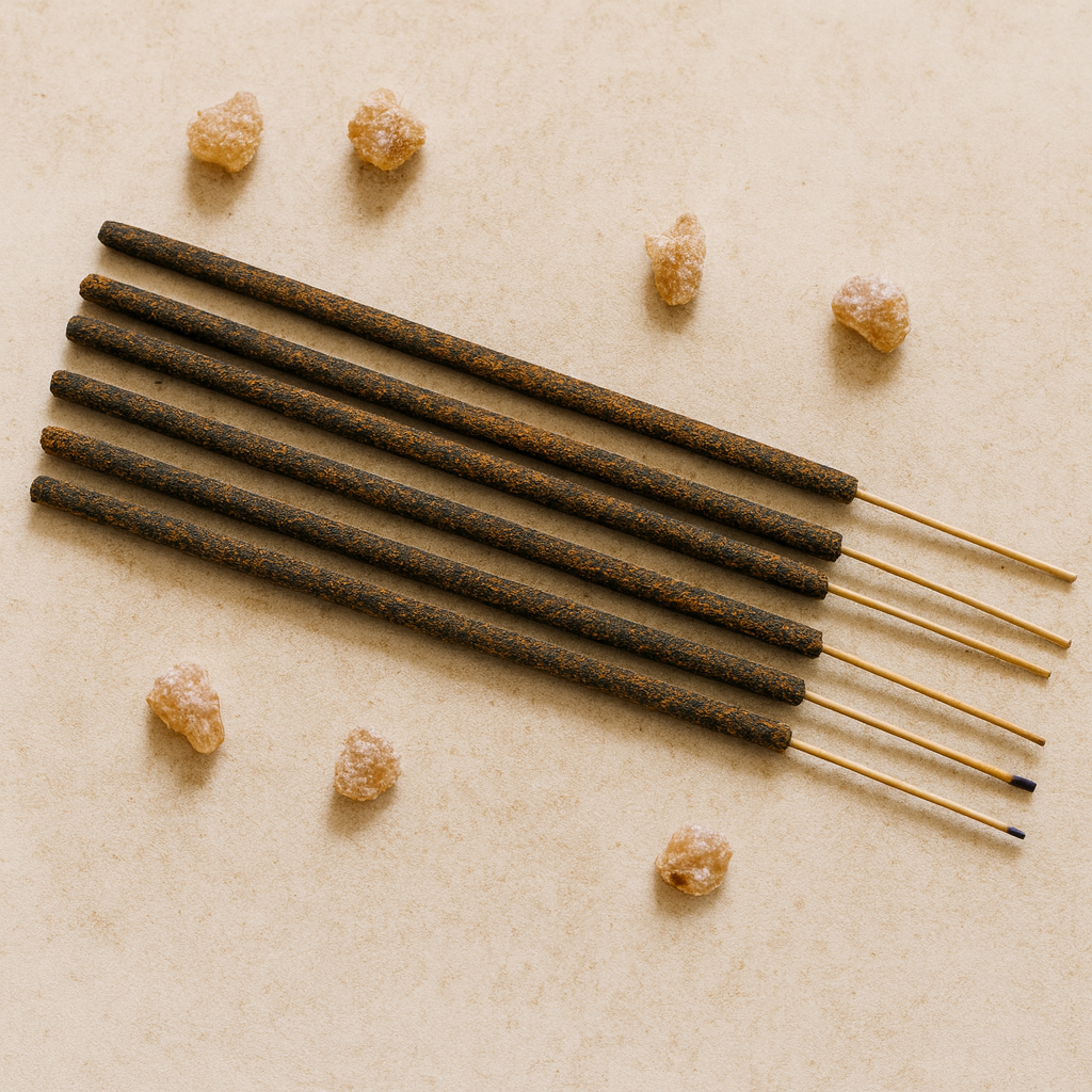 Herstellung von Masala Räucherstäbchen aus erlesenen Naturmaterialien